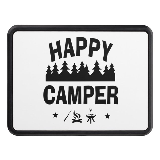 Happy Camper Fun Camping Quote Trailer Hitch Cover (Front)