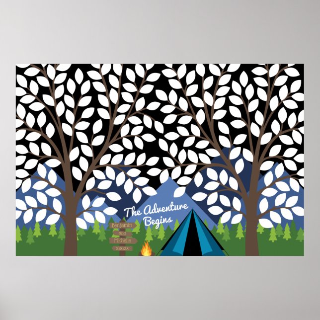 Happy Camper Guest Book Poster - 200 Signatures (Front)