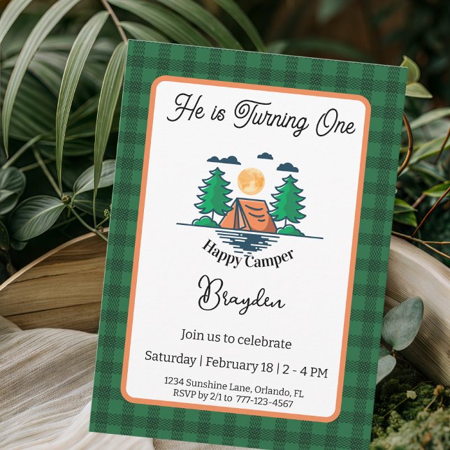 Happy Camper Invitation Kids Birthday Party (Creator Uploaded)