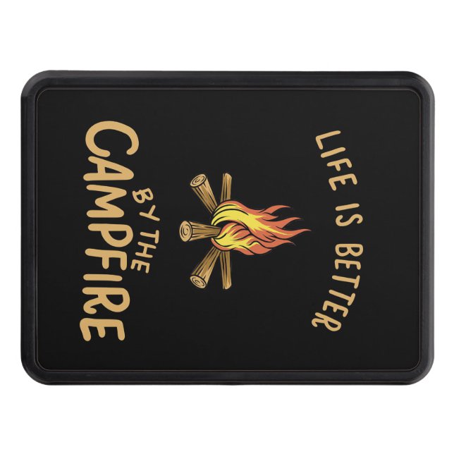 Happy Camper Life Is Better The Campfire Trailer Hitch Cover (Front)
