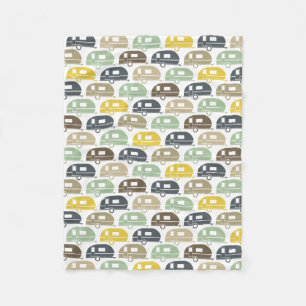 Happy Camper   Modern Camper Blanket Retro Blues