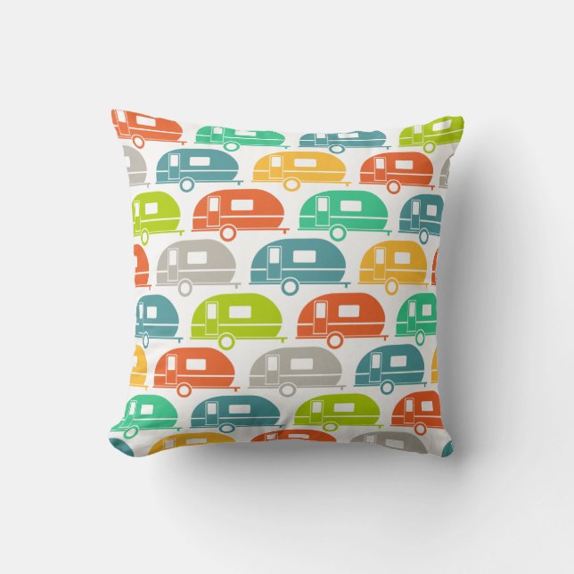 Happy Camper | Modern Camper Decor Brights 2 Throw Pillow (Front)