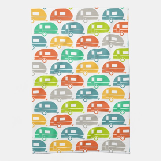 Happy Camper | Modern Camper Decor Brights Kitchen Towel (Vertical)