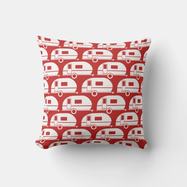 Happy Camper | Modern Camper Decor Custom Colour 2 Throw Pillow (Front)