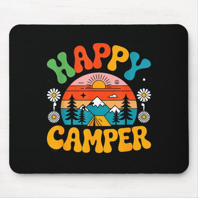 Happy camper outdoor nature adventure design  mouse pad (Front)