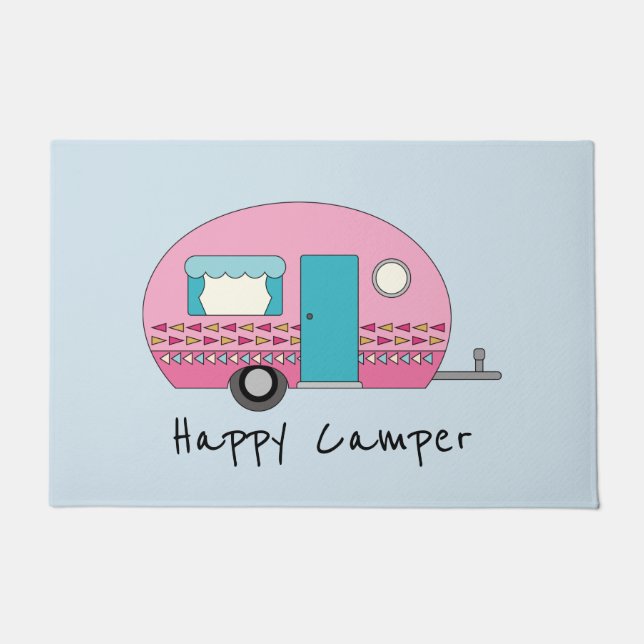 Happy Camper Pink RV Doormat (Front)