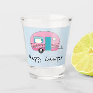 Happy Camper Pink RV Shot Glass