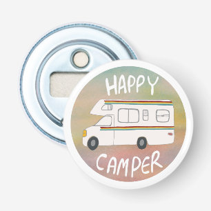 Happy Camper Rainbow RV Sunset Motorhome RVing Bottle Opener