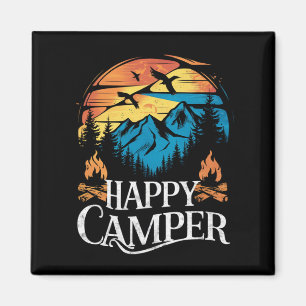 Happy Camper Retro Vintage Matching Camping Crew  Magnet