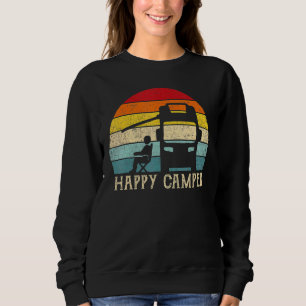 Happy Camper Rv Camping Men Women Retro Sun 70s 80 Sweatshirt
