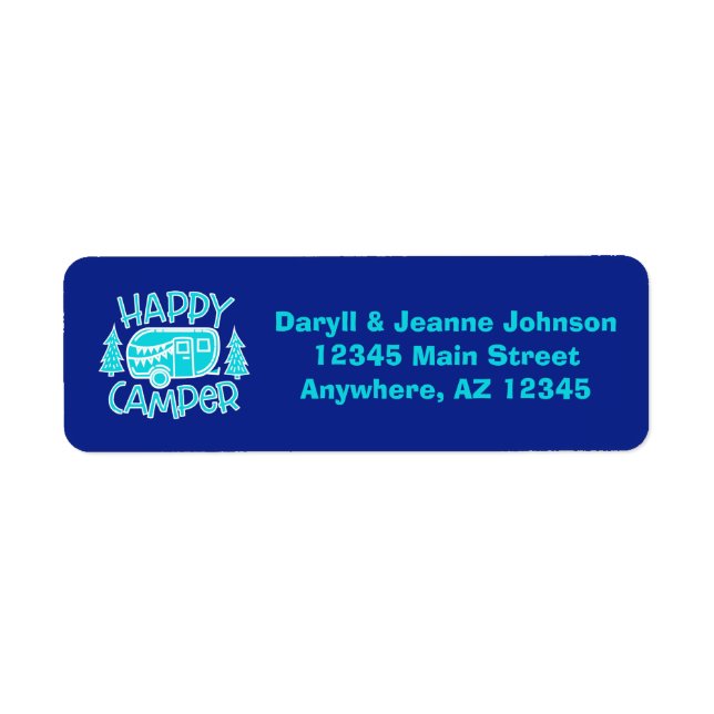 Happy Camper RV Camping Motorhome Adresse de retou (Devant)