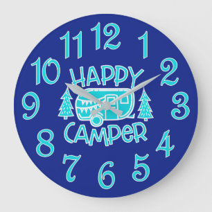 Happy Camper RV Camping Voyageur Horloge murale