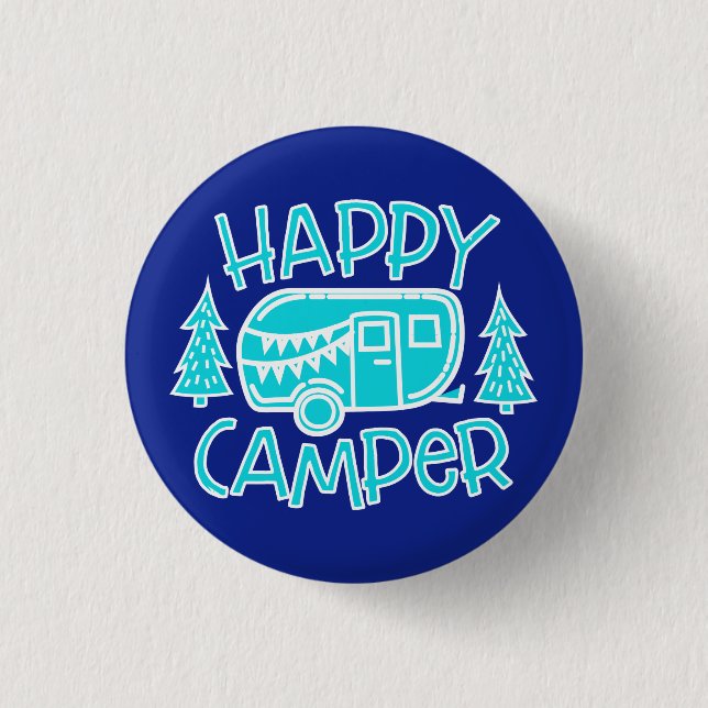 Happy Camper RV Life Summer Motorhome Travel 1 Inch Round Button (Front)