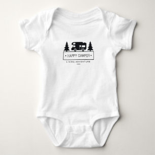 Happy Camper RV Motorhome Black and White Baby Bodysuit