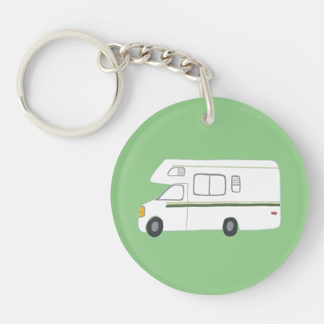 HAPPY CAMPER RV Motorhome Camper CUSTOM Keychain (Front)
