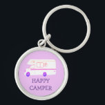 HAPPY CAMPER RV Motorhome Camping CUSTOM Keychain<br><div class="desc">Customize this cute keychain with your own text,  your name or anything else you like. Get ready for your road trip with this vintage RV design,  hand drawn by me for you! Check my shop for lots more matching items!</div>