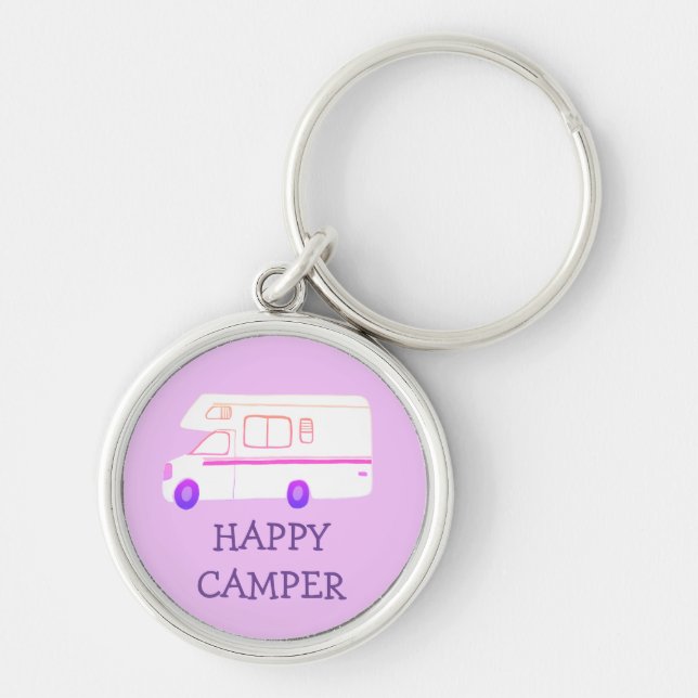 HAPPY CAMPER RV Motorhome Camping CUSTOM Keychain (Front)