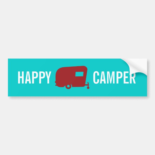Happy Camper - RV - Travel Trailer Humour Bumper Sticker (Front)