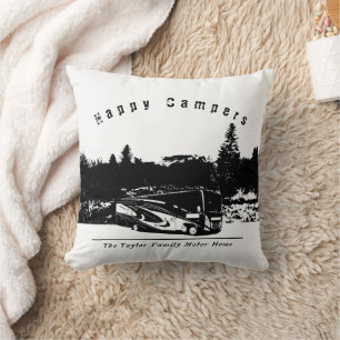 Happy Camper RV Trip Throw Pillow