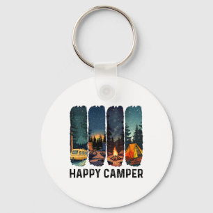 Happy Camper Shirt Hiking Adventure Summer Camp Ca Keychain