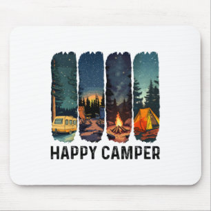 Happy Camper Shirt Hiking Adventure Summer Camp Ca Mouse Pad