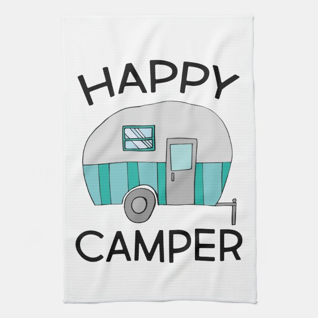 Happy Camper Sign Kitchen Towel (Vertical)