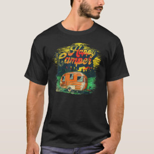 Happy Camper Summer Camp  Glamping Retro Vintage T-Shirt
