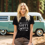 Happy Camper T-Shirt<br><div class="desc">Custom printed apparel with trendy rustic "Happy Camper" quote graphic. Click Customize It to personalize the design with your own text and images. Choose from a wide range of shirt styles and colours.</div>