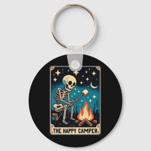 Happy Camper Tarot Card Skeleton Camper Funny Camp Keychain