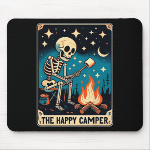 Happy Camper Tarot Card Skeleton Camper Funny Camp Mouse Pad