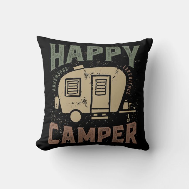 Happy Camper Throw Pillow (Front)