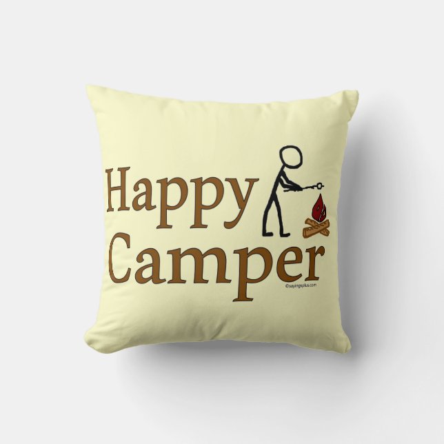Happy Camper Throw Pillow (Front)