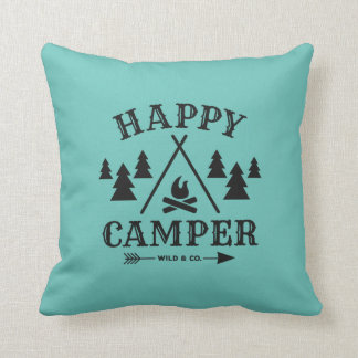 Happy Camper Throw Pillow
