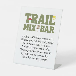 Happy Camper Trail Mix Bar Kids Birthday Pedestal Sign