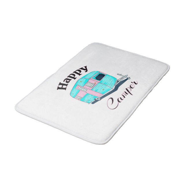Happy Camper Trailer Camping Bath Mat (Angled)