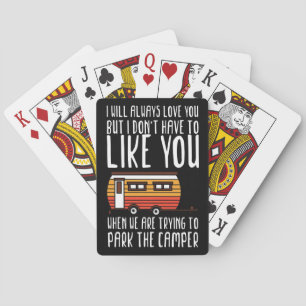 Happy Camper Trailer Camping Couple Playing Cards