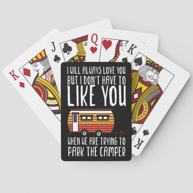 Happy Camper Trailer Camping Couple Playing Cards (Back)