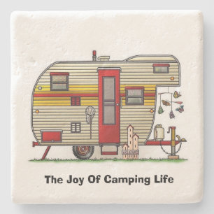 Happy Camper trailer Stone Coaster