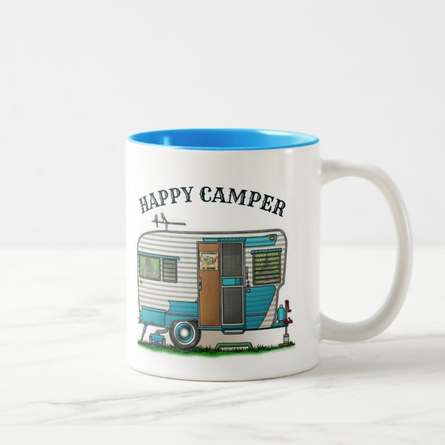 Happy Camper trailer Two-Tone Coffee Mug (Right)