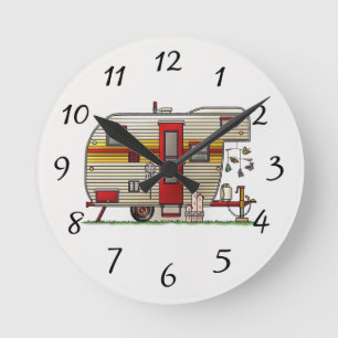 Happy Camper Trailier Round Clock