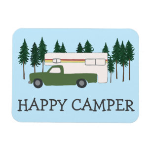 HAPPY CAMPER Truck Camping RVing Motorhome Trees Magnet