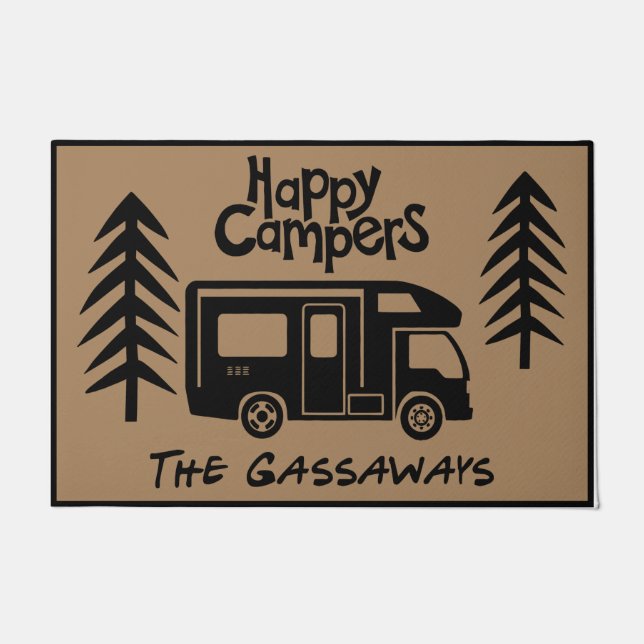 Happy Camper Welcome Door Mat (Front)