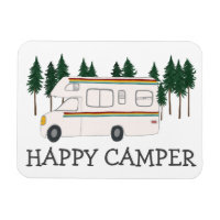 HAPPY CAMPER Whimsical Retro RVing Motorhome Trees