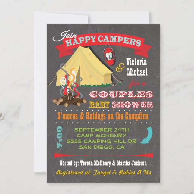 Happy Campers Baby Shower Invitations (Devant)