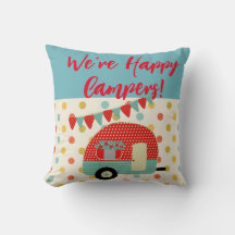 Happy Campers - Caravan Camping Sayings Pillow