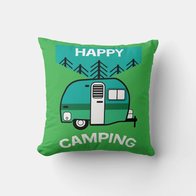 Happy Campers | Caravaner | Camper Throw Pillow (Front)