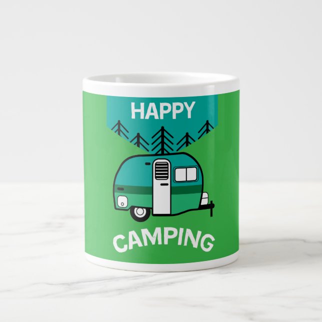 Happy Campers | Caravaner | Camper Throw Pillow Mu Large Coffee Mug (Front)