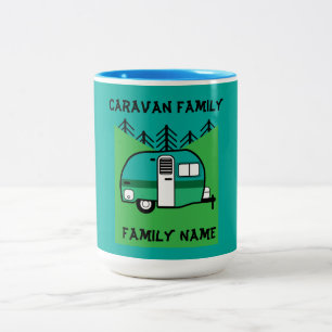 Happy Campers Caravanning Funny Caravans Two-Tone Coffee Mug