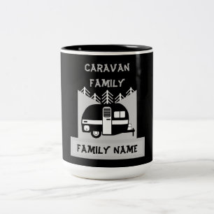 Happy Campers Caravanning Funny Caravans Two-Tone Coffee Mug