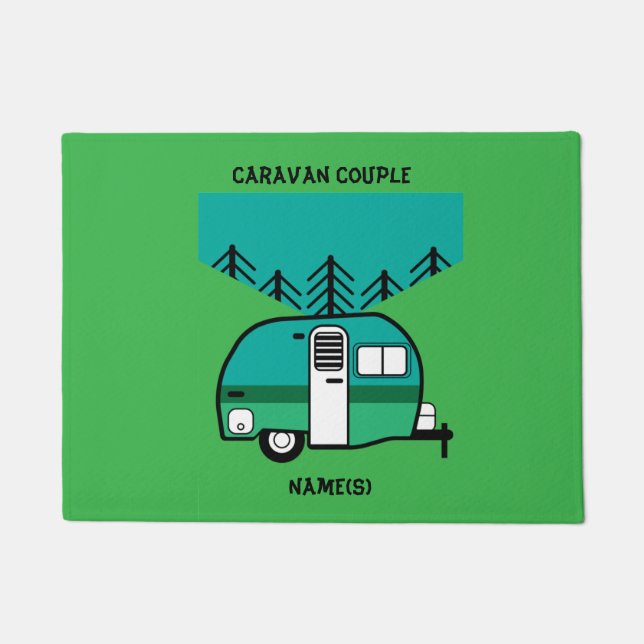 Happy Campers Caravanning Funny Caravans Two-Tone  Doormat (Front)
